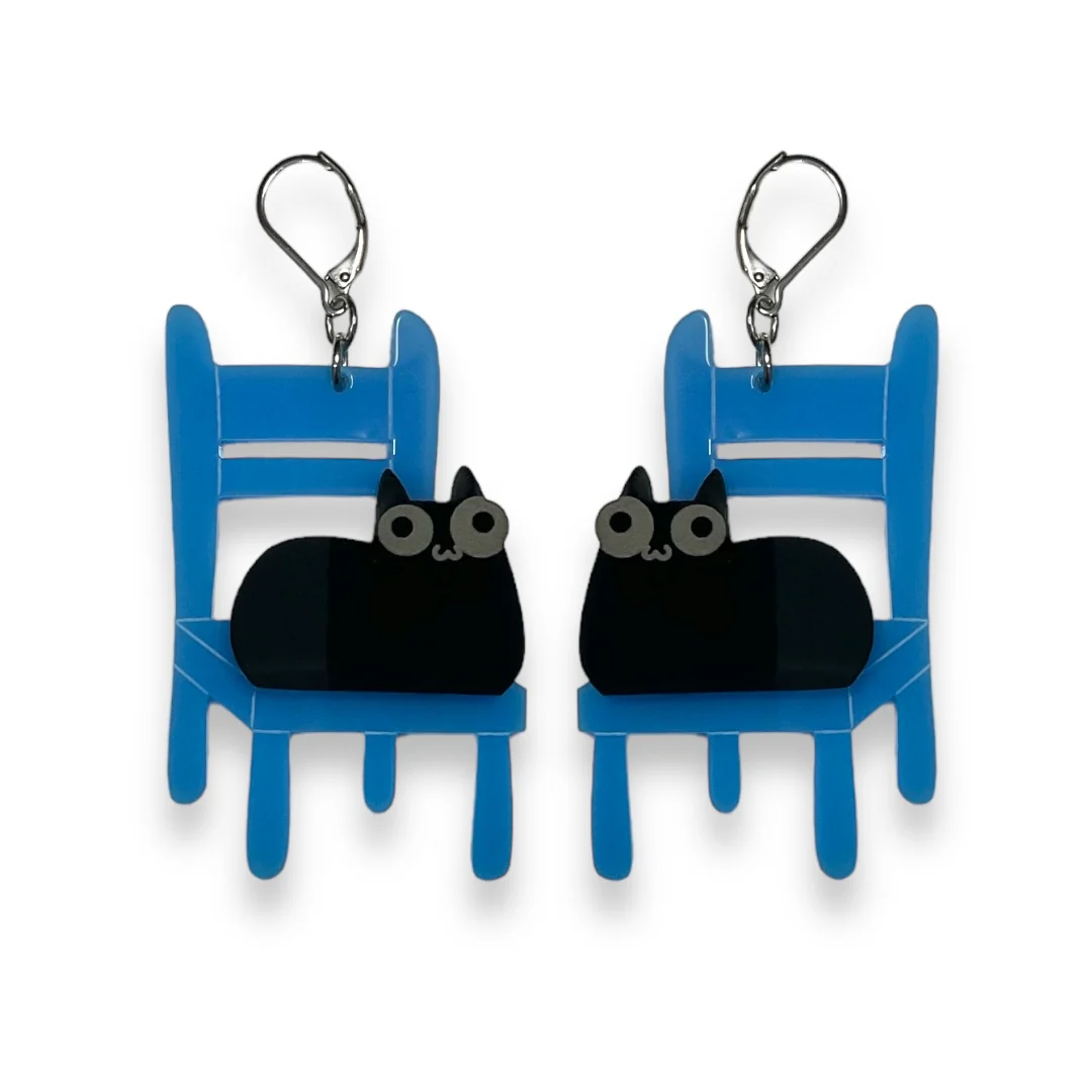 Sarah's Scribbles Cat on Chair Earrings - Image 3