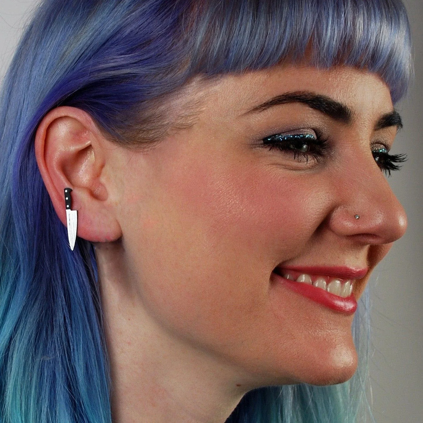 Tiny 1” Chef's Knife Earrings in Silver - Seen on MasterChef - Image 6