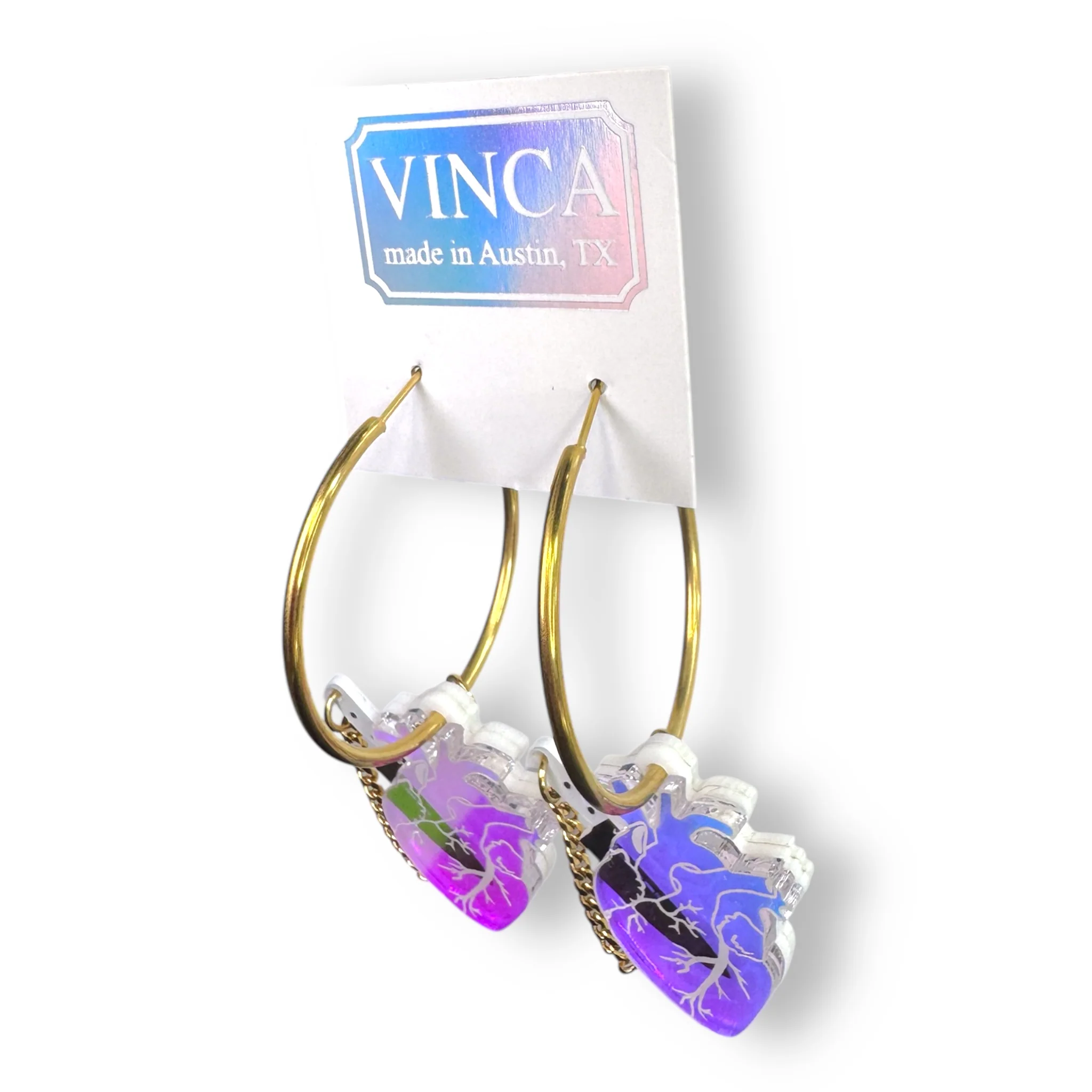 Last Chance! Chopped Heart Hoops - Dreamy Iridescent - Image 7