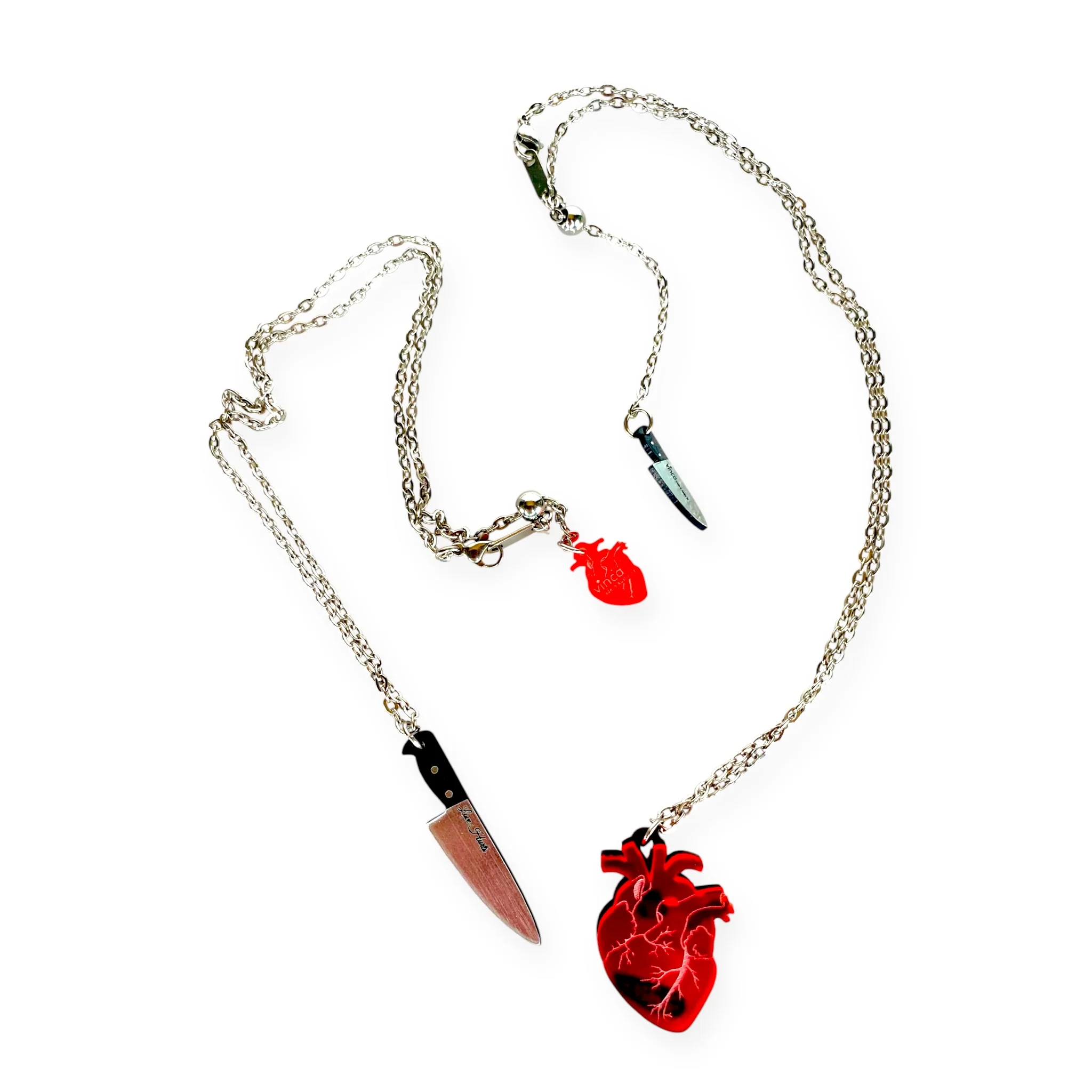 Original Chopped Heart Love Hurts BFF Necklace Set in Drop Dead Red - Image 4