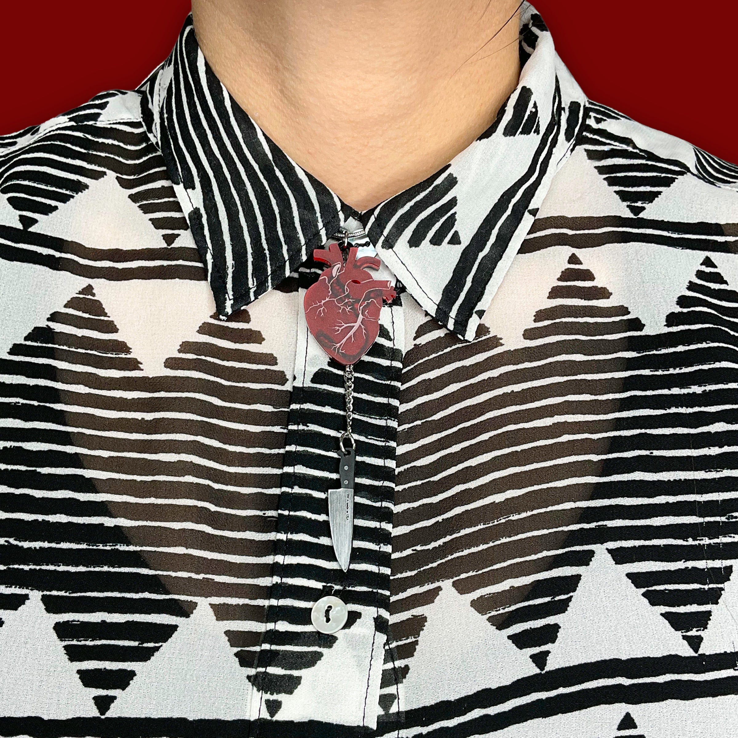 Chopped Heart Necklace - Drop Dead Red - Image 7