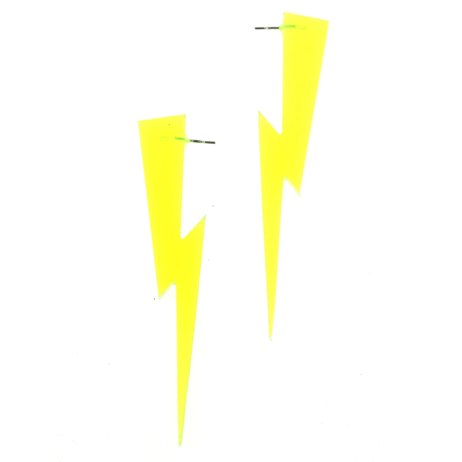 Chunky Statement Lightning Bolt Earrings in Black Light Reactive Clear Green - Image 6