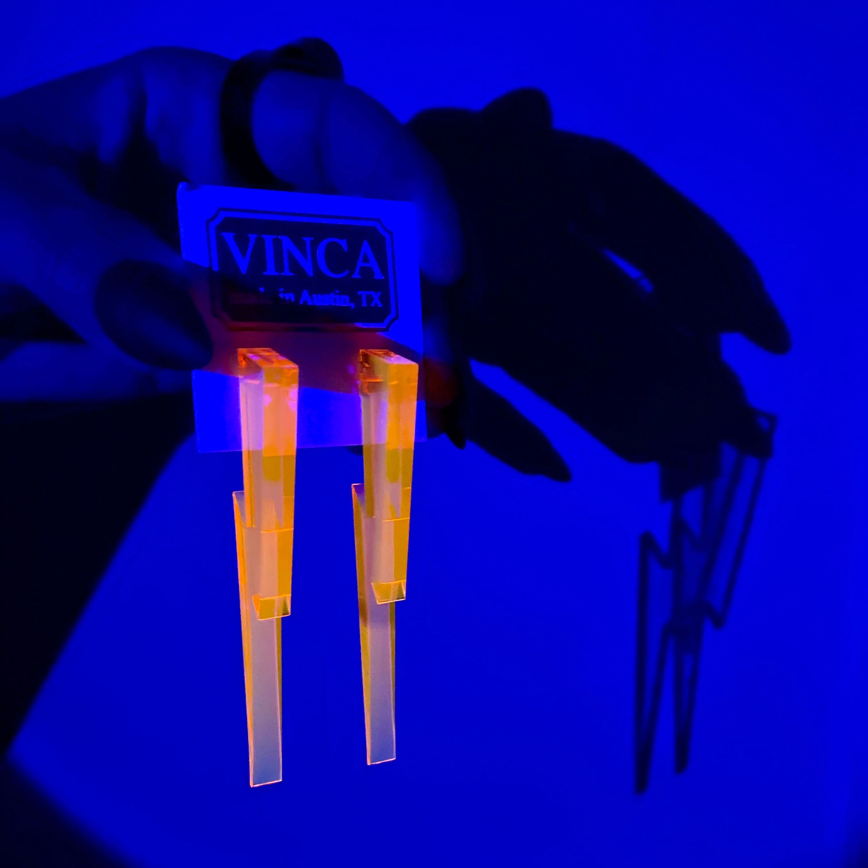 Chunky Lightning Bolt Earrings in Clear Pink - Image 3