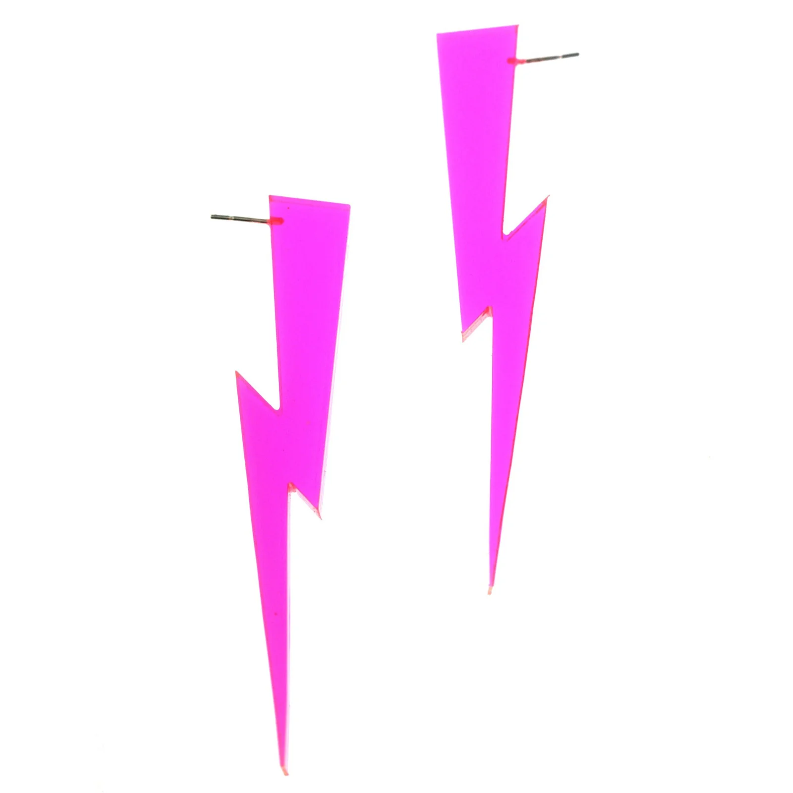 Chunky Lightning Bolt Earrings in Clear Pink - Image 5