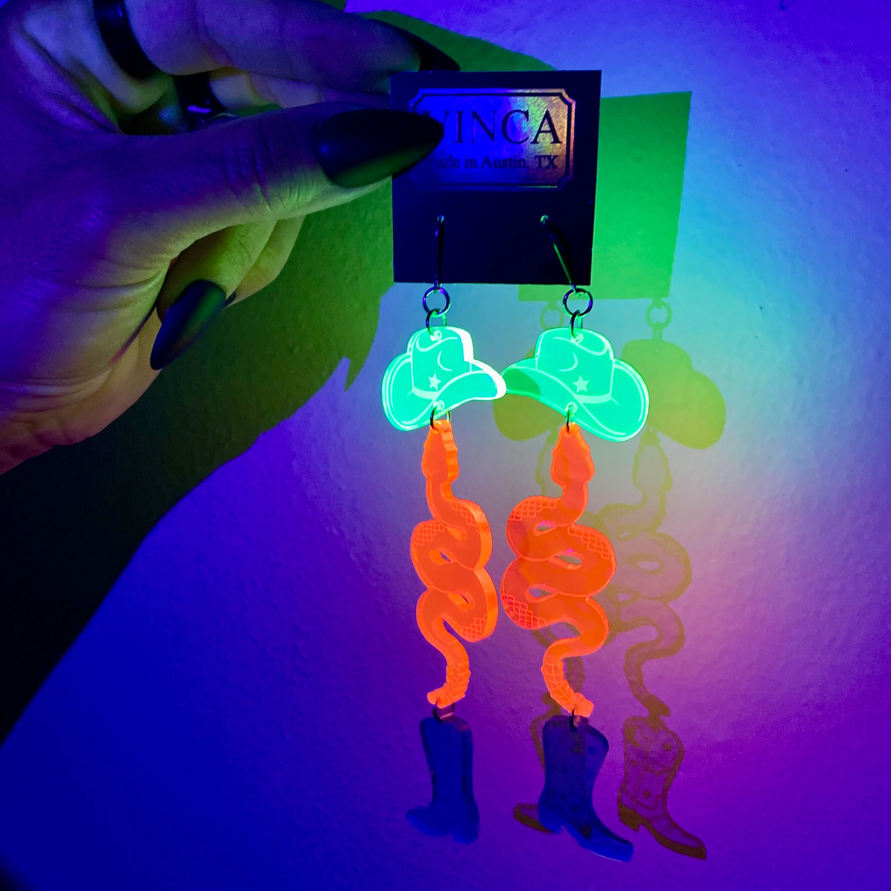 Neon Cowboy Earrings - Image 3