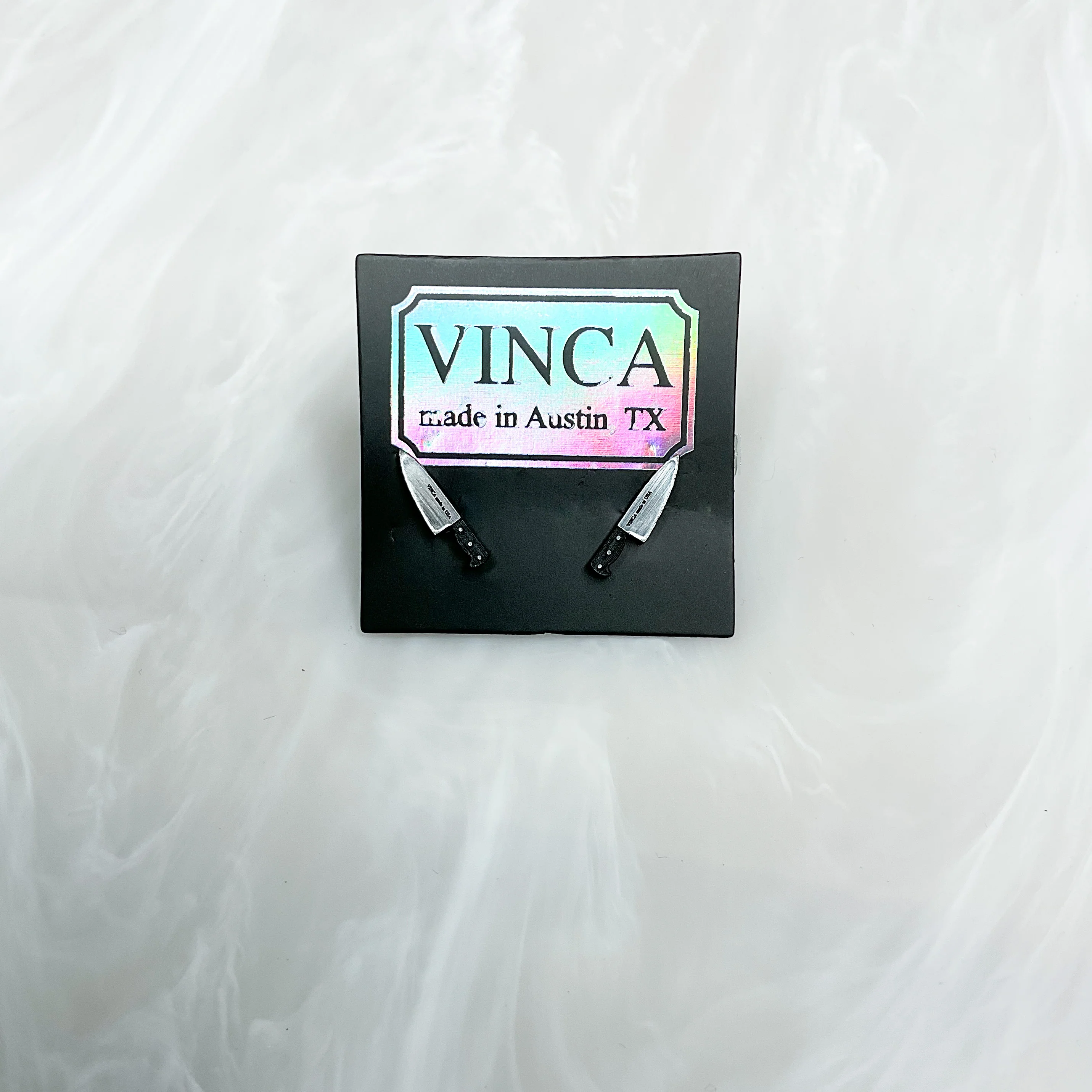 Teeny Tiny 1/2" Chef's Knife Earrings in Silver - Image 3